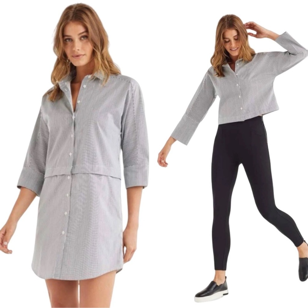 VETTA Capsule The Convertible Shirt Dress‎ small stripe